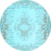 Round Machine Washable Abstract Light Blue Contemporary Rug, wshcon473lblu