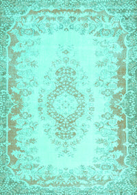 Abstract Turquoise Contemporary Rug, con473turq