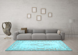 Machine Washable Abstract Light Blue Contemporary Rug in a Living Room, wshcon473lblu