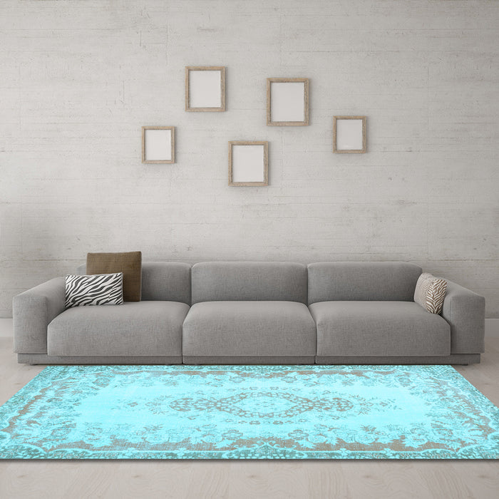 Machine Washable Abstract Light Blue Contemporary Rug in a Living Room, wshcon473lblu