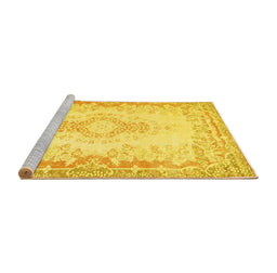 Sideview of Machine Washable Abstract Yellow Contemporary Rug, wshcon473yw