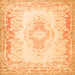 Round Machine Washable Abstract Orange Contemporary Area Rugs, wshcon473org