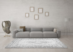 Machine Washable Abstract Gray Contemporary Rug in a Living Room,, wshcon473gry