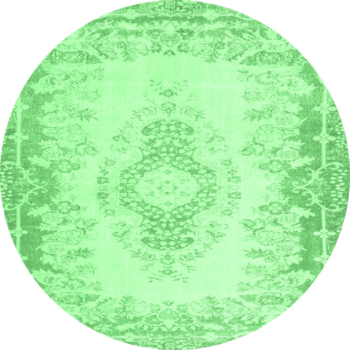 Round Abstract Emerald Green Contemporary Rug, con473emgrn