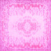 Square Machine Washable Abstract Pink Contemporary Rug, wshcon473pnk