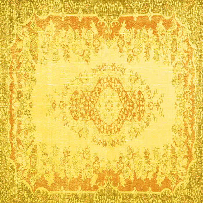 Square Machine Washable Abstract Yellow Contemporary Rug, wshcon473yw