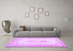 Machine Washable Abstract Purple Contemporary Area Rugs in a Living Room, wshcon473pur