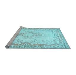 Sideview of Machine Washable Abstract Light Blue Contemporary Rug, wshcon473lblu