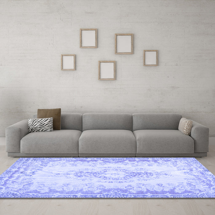 Machine Washable Abstract Blue Contemporary Rug in a Living Room, wshcon473blu