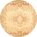 Round Machine Washable Abstract Brown Contemporary Rug, wshcon473brn