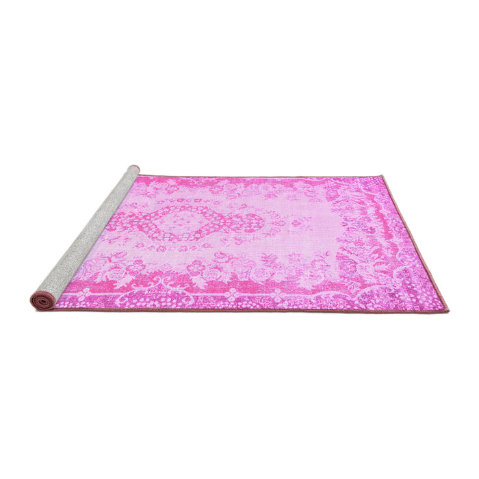 Sideview of Machine Washable Abstract Pink Contemporary Rug, wshcon473pnk