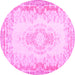 Round Abstract Pink Contemporary Rug, con473pnk