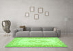 Machine Washable Abstract Green Contemporary Area Rugs in a Living Room,, wshcon473grn