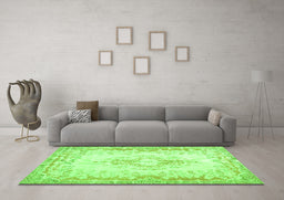 Machine Washable Abstract Green Contemporary Area Rugs in a Living Room,, wshcon473grn