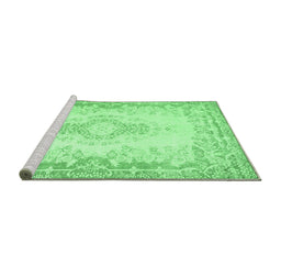 Sideview of Machine Washable Abstract Emerald Green Contemporary Area Rugs, wshcon473emgrn