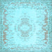 Square Machine Washable Abstract Light Blue Contemporary Rug, wshcon473lblu