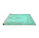 Sideview of Machine Washable Abstract Turquoise Contemporary Area Rugs, wshcon473turq