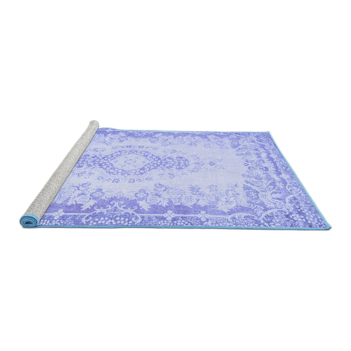 Sideview of Machine Washable Abstract Blue Contemporary Rug, wshcon473blu