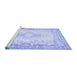 Sideview of Machine Washable Abstract Blue Contemporary Rug, wshcon473blu