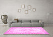 Machine Washable Abstract Pink Contemporary Rug in a Living Room, wshcon473pnk