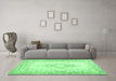 Machine Washable Abstract Emerald Green Contemporary Area Rugs in a Living Room,, wshcon473emgrn