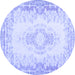 Round Abstract Blue Contemporary Rug, con473blu