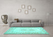 Machine Washable Abstract Turquoise Contemporary Area Rugs in a Living Room,, wshcon473turq