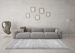 Machine Washable Abstract Gray Contemporary Rug in a Living Room,, wshcon474gry
