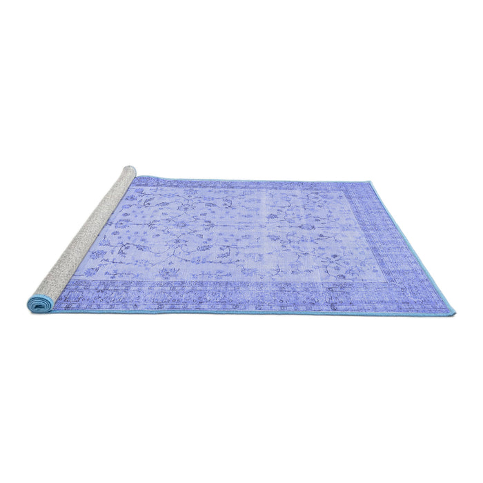 Sideview of Machine Washable Abstract Blue Contemporary Rug, wshcon474blu