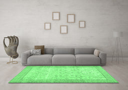 Machine Washable Abstract Emerald Green Contemporary Area Rugs in a Living Room,, wshcon474emgrn
