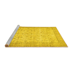 Sideview of Machine Washable Abstract Yellow Contemporary Rug, wshcon474yw