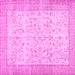 Square Machine Washable Abstract Pink Contemporary Rug, wshcon474pnk