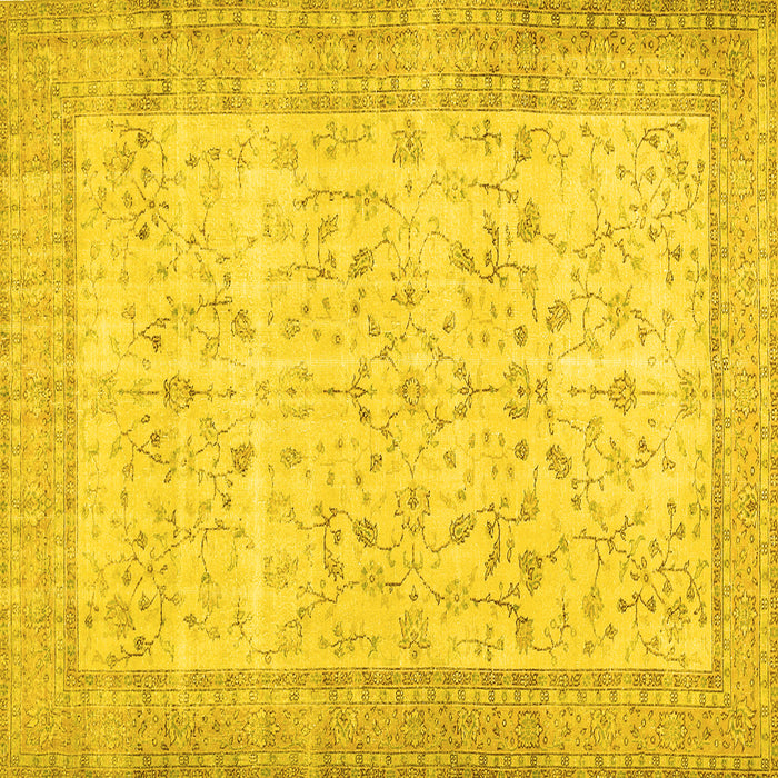 Square Machine Washable Abstract Yellow Contemporary Rug, wshcon474yw