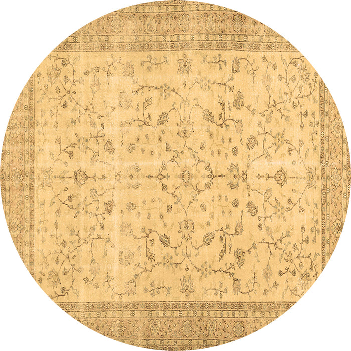 Round Abstract Brown Contemporary Rug, con474brn