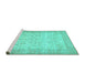 Sideview of Machine Washable Abstract Turquoise Contemporary Area Rugs, wshcon474turq