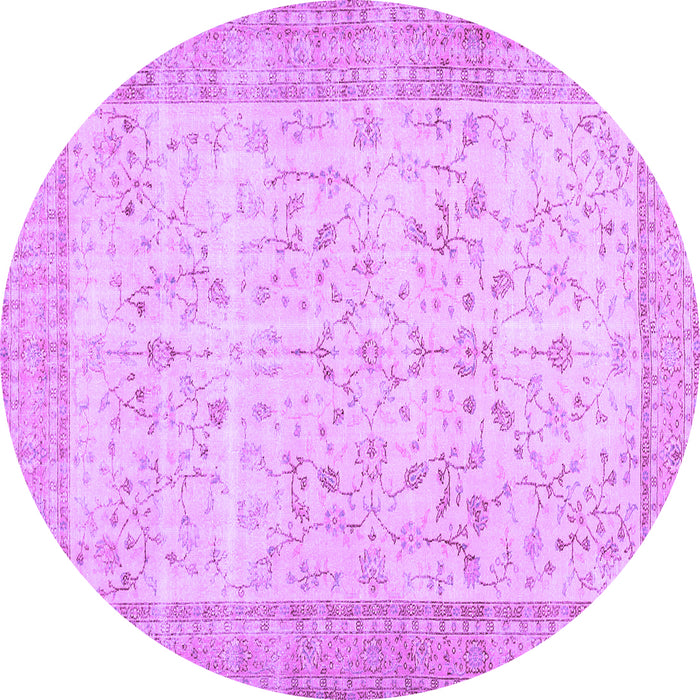 Round Machine Washable Abstract Purple Contemporary Area Rugs, wshcon474pur