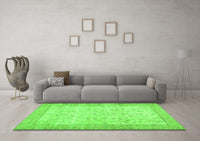 Machine Washable Abstract Green Contemporary Rug, wshcon474grn