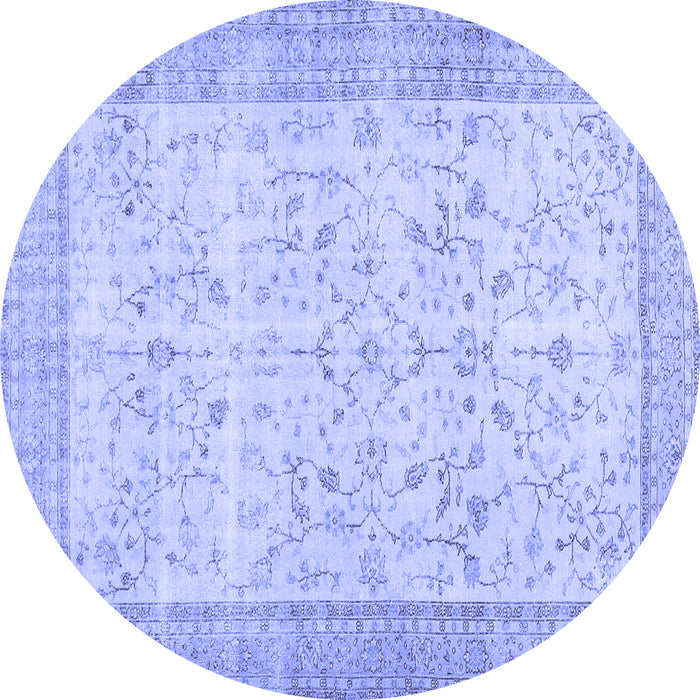 Round Machine Washable Abstract Blue Contemporary Rug, wshcon474blu