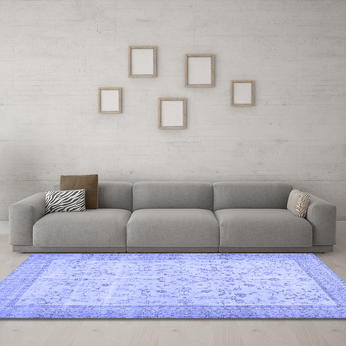 Machine Washable Abstract Blue Contemporary Rug in a Living Room, wshcon474blu
