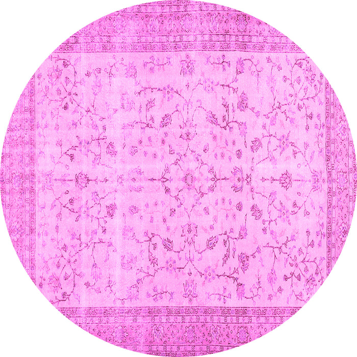 Round Abstract Pink Contemporary Rug, con474pnk