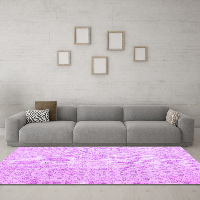 Machine Washable Abstract Purple Contemporary Area Rugs in a Living Room, wshcon475pur