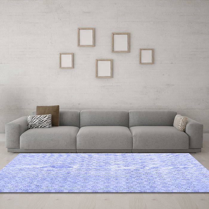 Machine Washable Abstract Blue Contemporary Rug in a Living Room, wshcon475blu