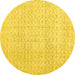 Round Abstract Yellow Contemporary Rug, con475yw