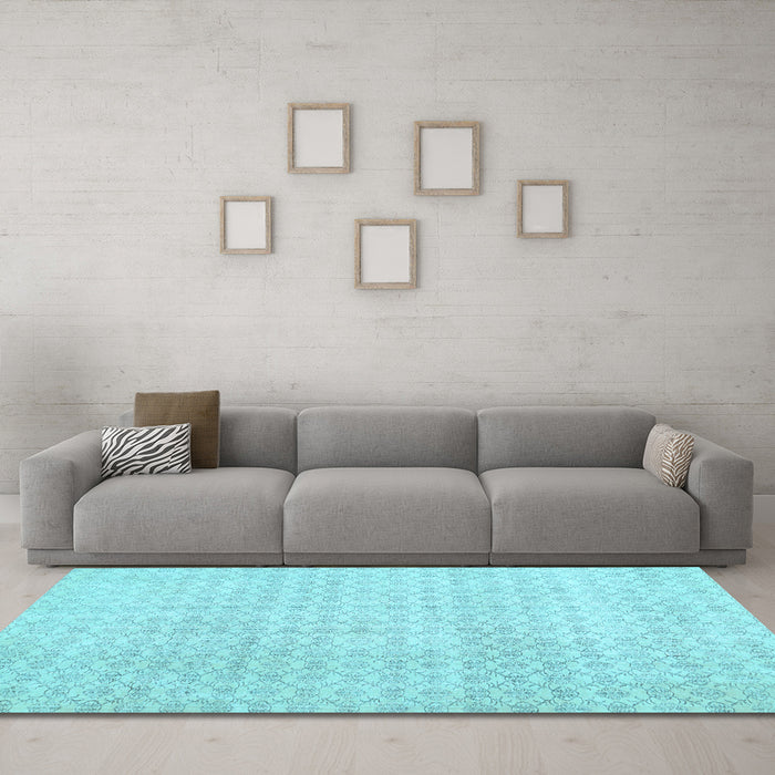 Machine Washable Abstract Light Blue Contemporary Rug in a Living Room, wshcon475lblu