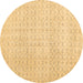 Round Abstract Brown Contemporary Rug, con475brn