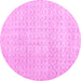 Round Machine Washable Abstract Pink Contemporary Rug, wshcon475pnk