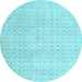 Round Abstract Light Blue Contemporary Rug, con475lblu