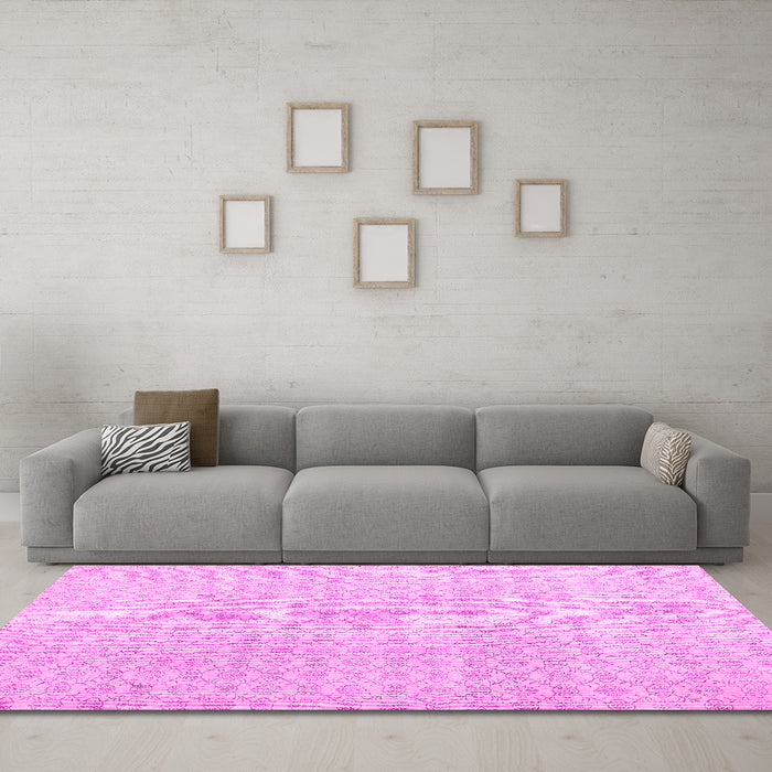 Machine Washable Abstract Pink Contemporary Rug in a Living Room, wshcon475pnk