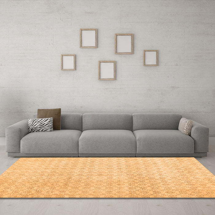 Machine Washable Abstract Orange Contemporary Area Rugs in a Living Room, wshcon475org