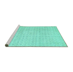 Sideview of Machine Washable Abstract Turquoise Contemporary Area Rugs, wshcon475turq